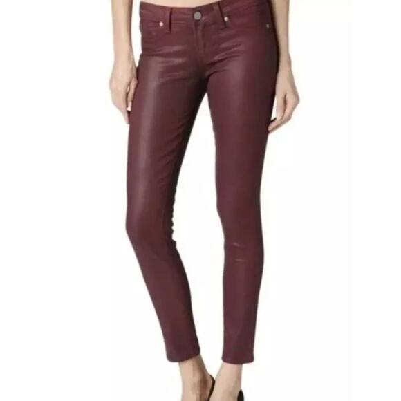 PAIGE Denim - PAIGE Women's Verdugo Ankle Skinny Jeans 24 00 Dark Red Coated Mid Rise NWOT